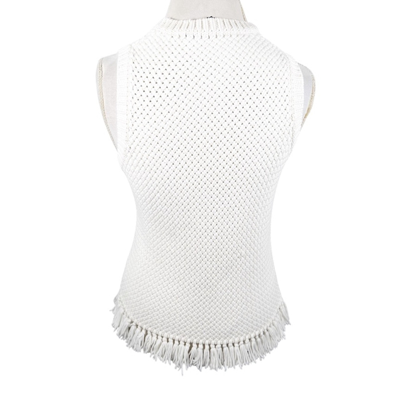Theory Meenara Soft Chain Cotton Sleeveless Sweater Tank Tassel Fringe Size S - Picture 7 of 12